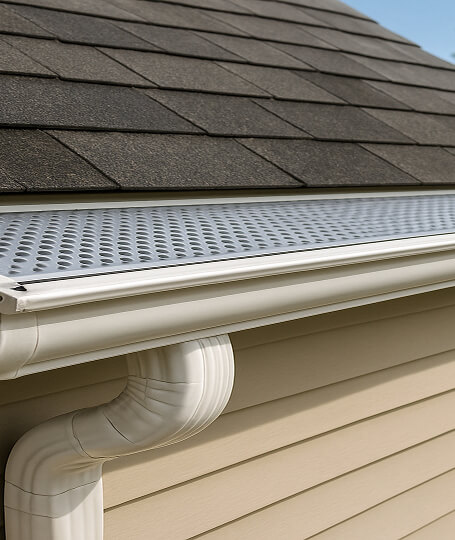 White gutter perforated mesh guard