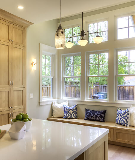 Kitchen nook grid windows with bench seat